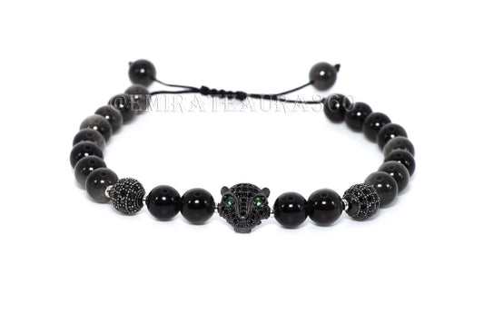 Power Core Black Obsidian Bracelet – Panther (Premium)